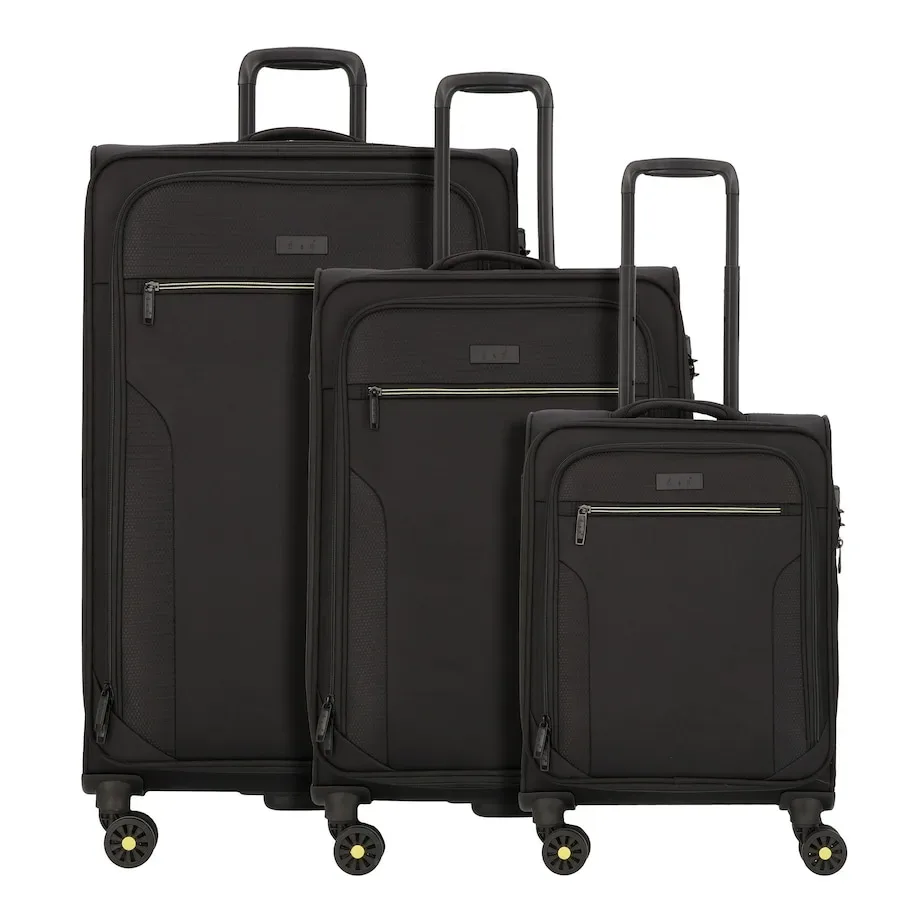 d & n Travel Line 9704 4 Rollen Kofferset 3-teilig mit Dehnfalte Reisetaschen 1 ct Schwarz Herren