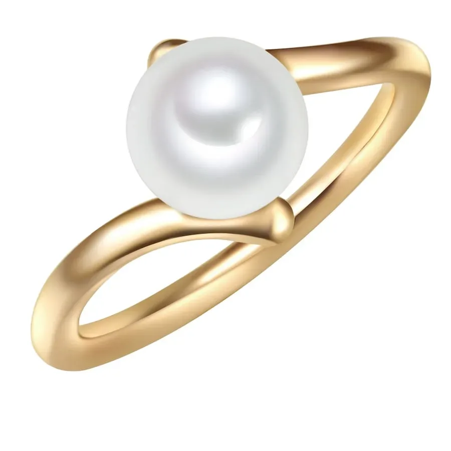 Valero Pearls Ring Sterling Silber Süßwasser-Zuchtperle in Gelbgold Ringe 1 ct Damen