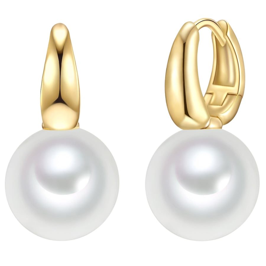 Rafaela Donata Perlen-Creolen Sterling Silber Muschelkernperle in Gelbgold Ohrringe 1 ct Damen