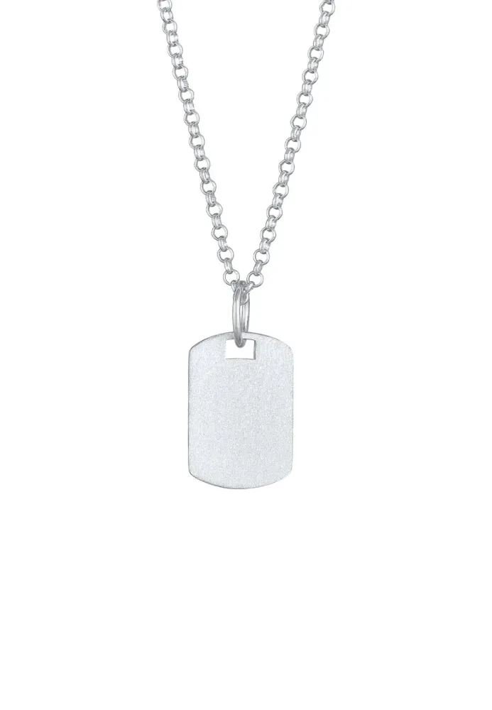 KUZZOI Marke Military Platte Brushed 925 Silber Ketten 1 ct Herren