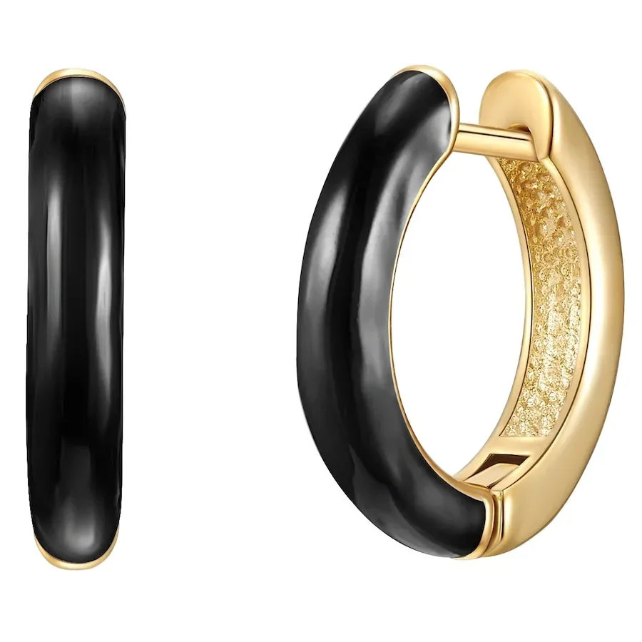 Yokoamii Creolen Metall-Legierung in Gelbgold Ohrringe 1 ct Damen