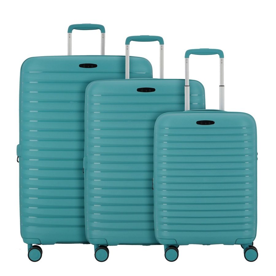 d & n Travel Line 4500 4 Rollen Kofferset 3-teilig mit Dehnfalte Reisetaschen 1 ct Grün Herren