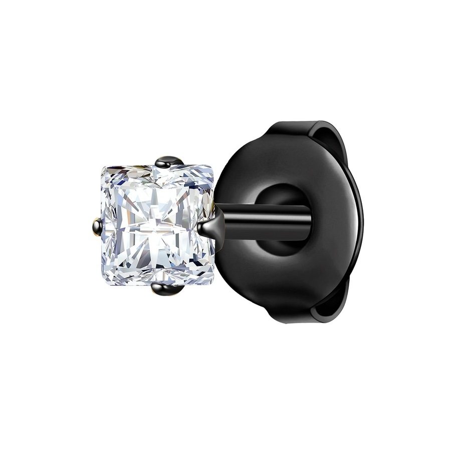True Rebels Ohrstecker aus Edelstahl in Schwarz mit Zirkonia Ohrringe 1 ct Herren