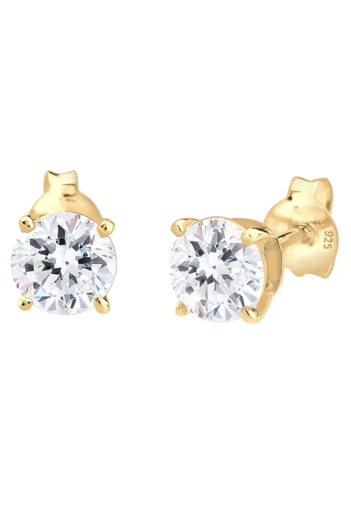 Elli Basic Rund Weiß 925 Silber, mit Kristallen von Swarovski® Ohrringe 1 ct Damen