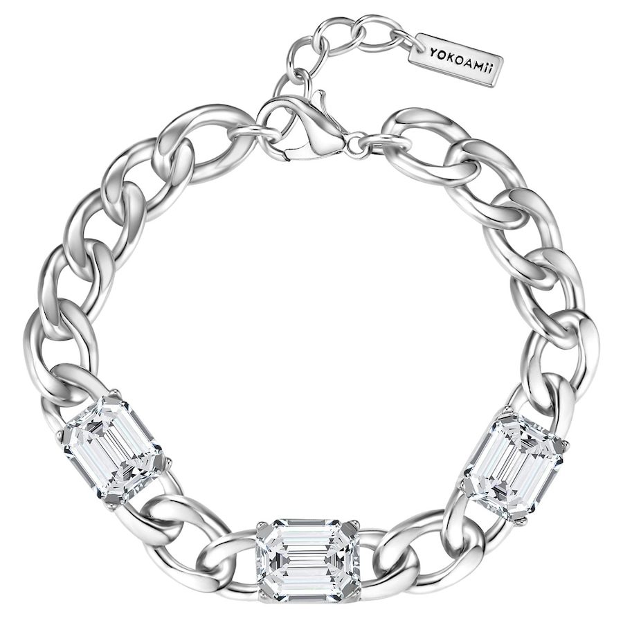 Yokoamii Armband aus Messing in Silber mit Glas Armbänder & Armreife 1 ct Damen