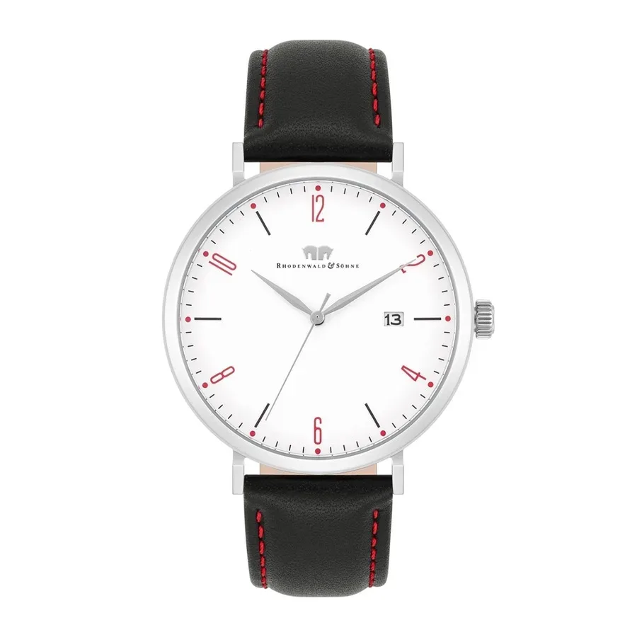 Rhodenwald & Söhne Quarzuhr Arakon II Silber Echtleder in Schwarz Uhren 1 ct Herren