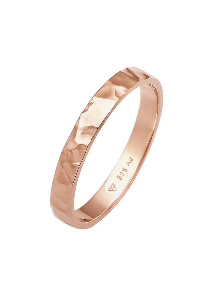 Elli Elli Ring Basic Bandring Fein Gehämmert 925 Silber Ringe 1 ct Damen