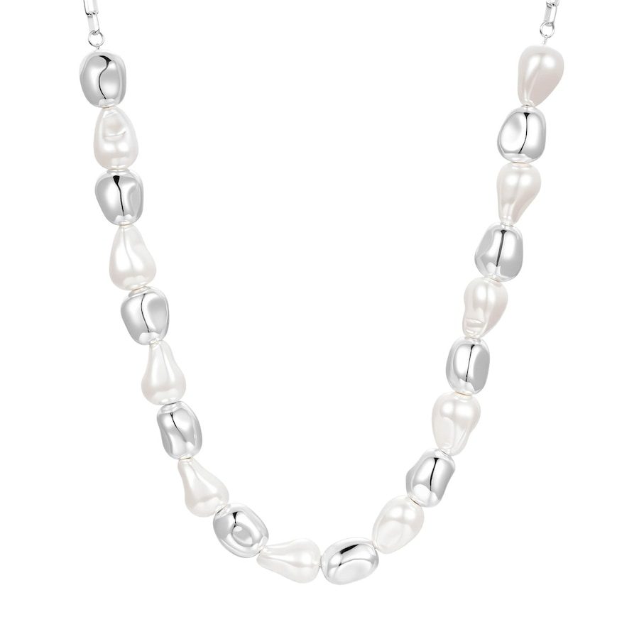 Lulu & Jane Perlen-Kette aus Messing in versilbert mit Glasperle Ketten 1 ct Damen