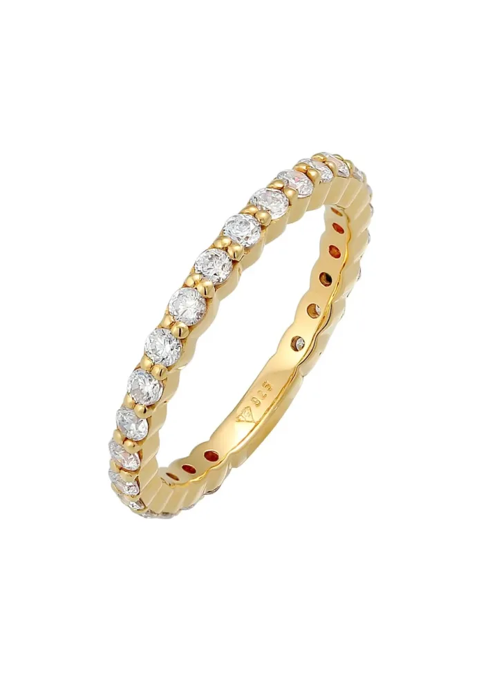 Elli - Ring Memoire Eternity Zirkonia Funkelnd 925 Silber, 52mm, Weiss