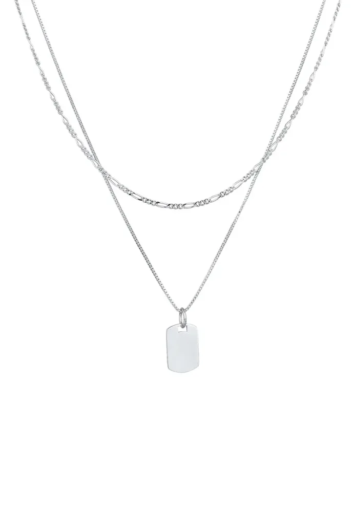 Kuzzoi - Halskette  Layer Figaro Venezianer Platte 925 Silber, 50 CM