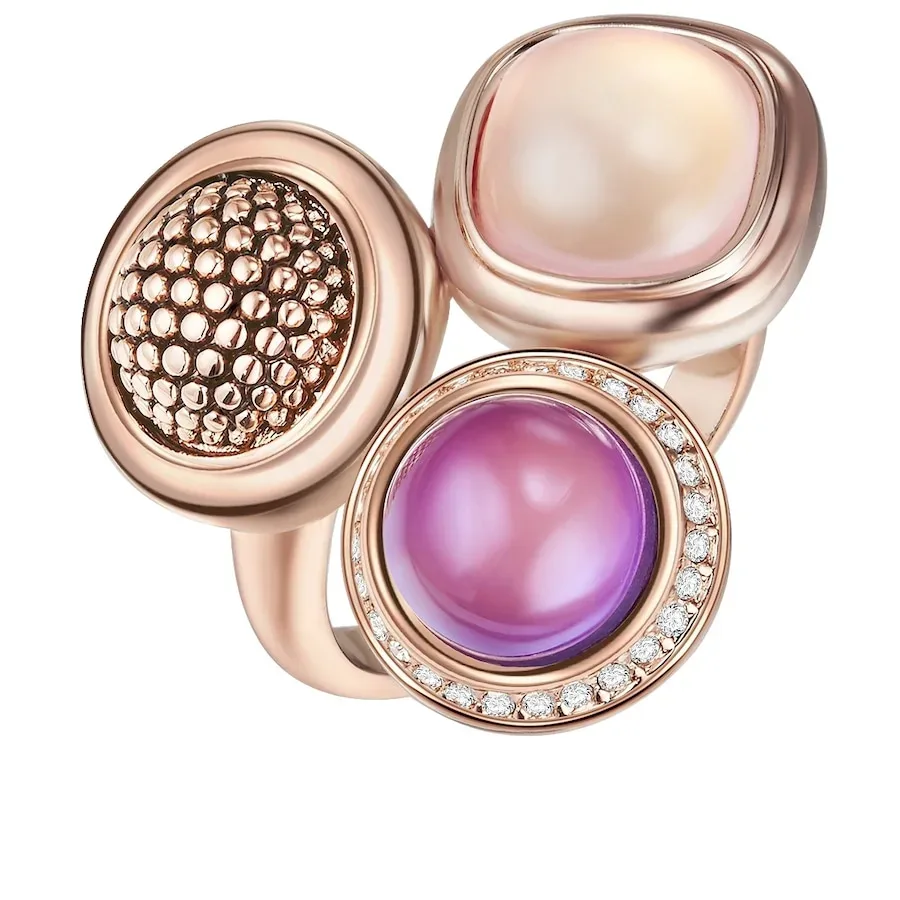 Lulu & Jane Ring Metall-Legierung Glas in Roségold Ringe 1 ct Damen