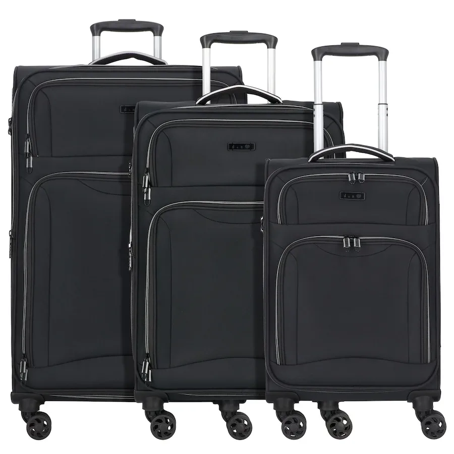 d & n Travel Line 9204 4 Rollen Kofferset 3-teilig mit Dehnfalte Reisetaschen 1 ct Schwarz Herren