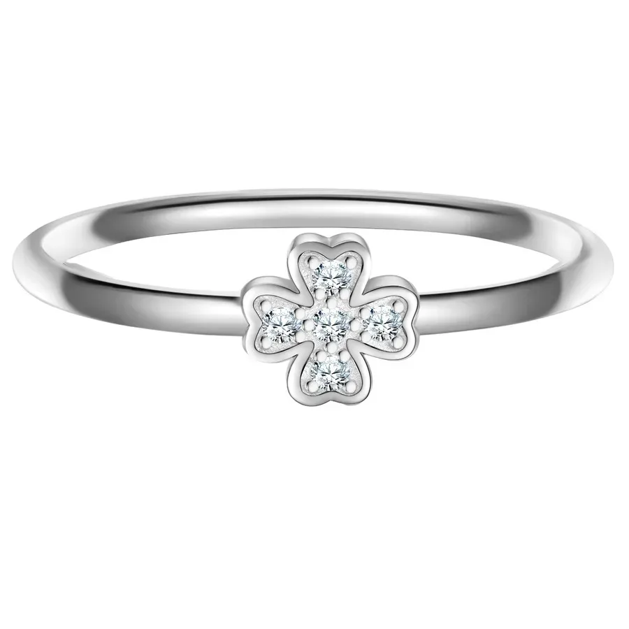 Glanzstücke München Ring Kleeblatt aus Sterling Silber in Silber mit Zirkonia Ringe 1 ct Damen
