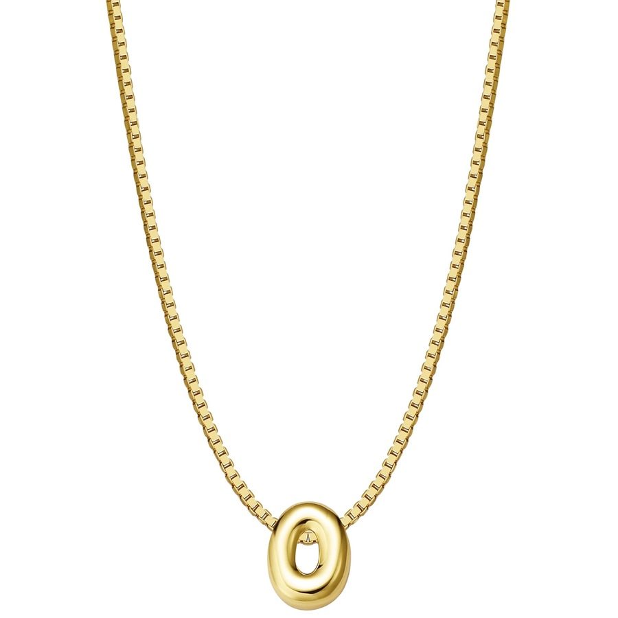 Glanzstücke München Halskette Buchstabe O aus Sterling Silber in gelbgold Ketten 1 ct Damen