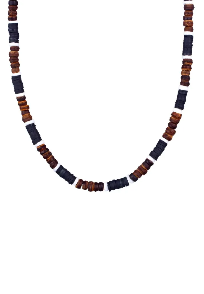 Kuzzoi - Halskette  Heishi Beads Vintage Surfer, 42cm, Schwarz