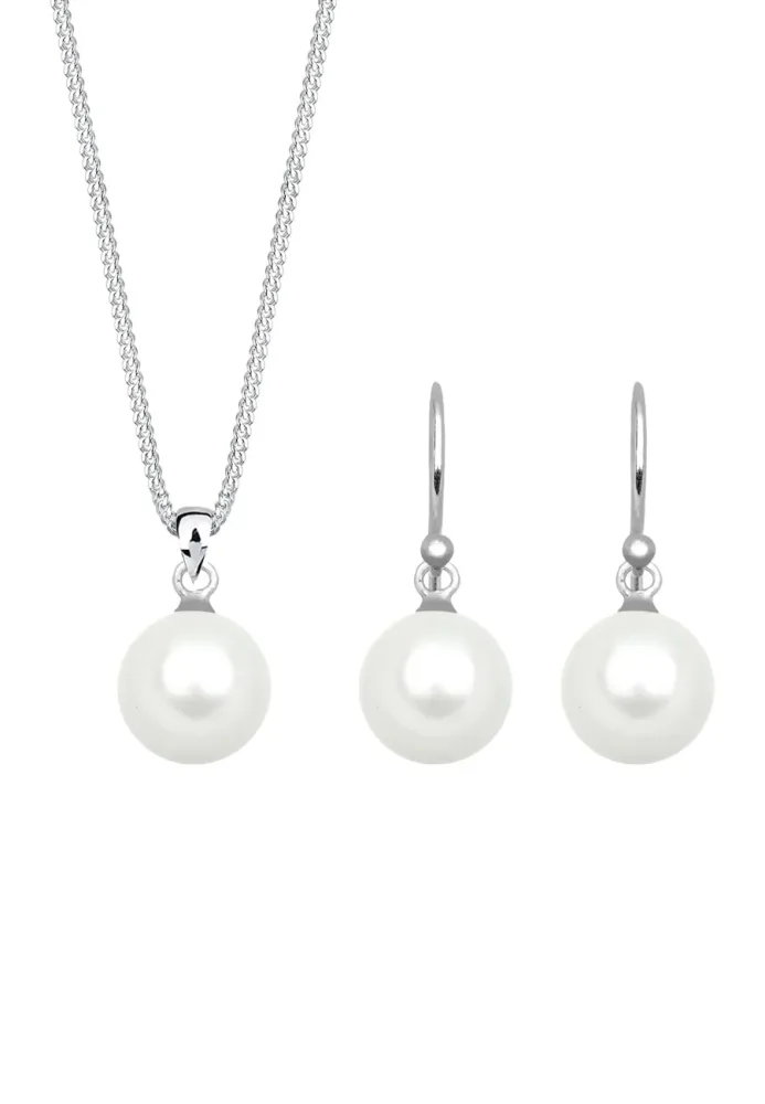 Elli Muschelkernperle 925 Sterling Silber Geschenkidee Schmuck-Set 1 ct Damen