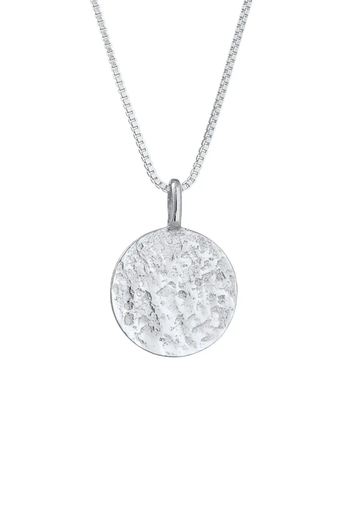 KUZZOI Herren Basic Coin Plättchen gehämmert 925 Silber Ketten 1 ct