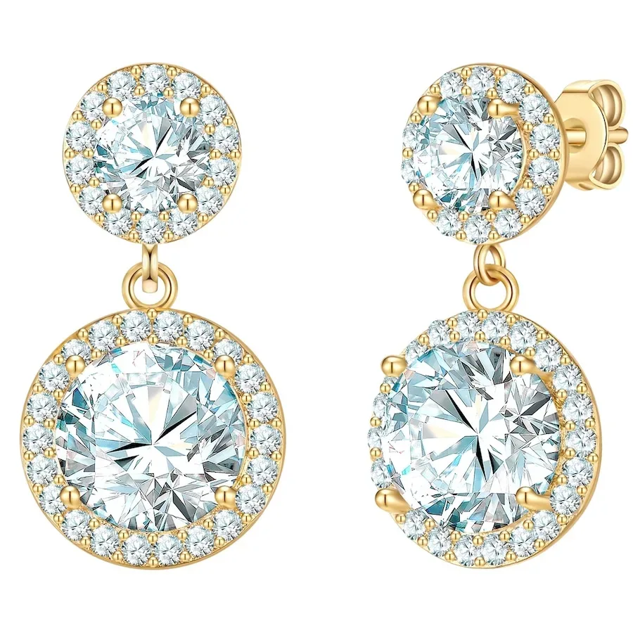 Yokoamii Ohrhänger aus Messing in gelbgold mit Zirkonia Ohrringe 1 ct Damen