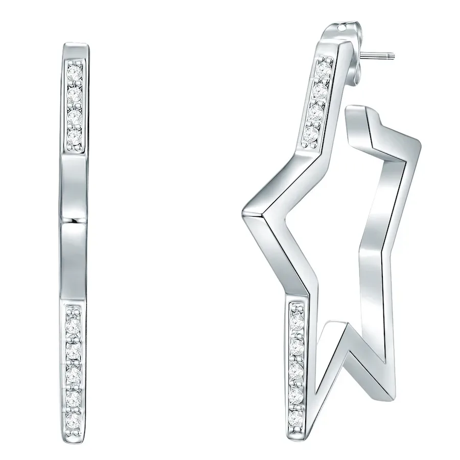 Lulu & Jane Ohrstecker Stern Metall-Legierung verziert mit Kristallen von Swarovski® in Silber Ohrringe 1 ct Damen