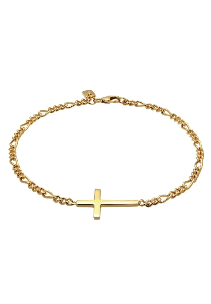 KUZZOI Kreuz Figarokette 925 Sterling Silber Herrenschmuck 1 ct Herren
