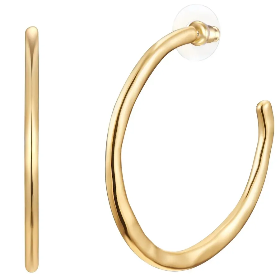 Yokoamii Creolen Metall-Legierung in Gelbgold Ohrringe 1 ct Damen