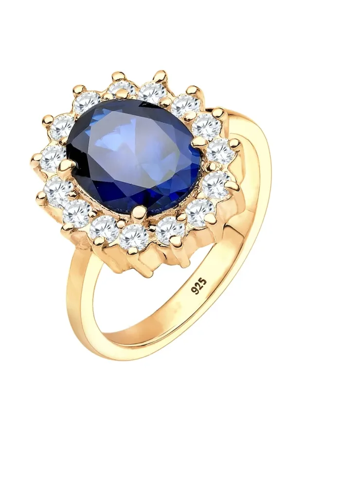 Elli - Cocktailring Saphirblau Royal Zirkonia, 56mm, Gold
