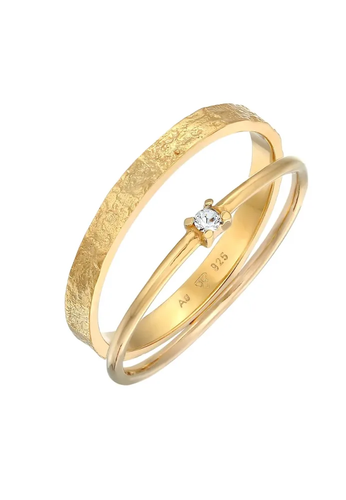 Elli 0er Set Solitär Bandring 925 Silber, mit Kristallen von Swarovski® Ringe 1 ct Damen