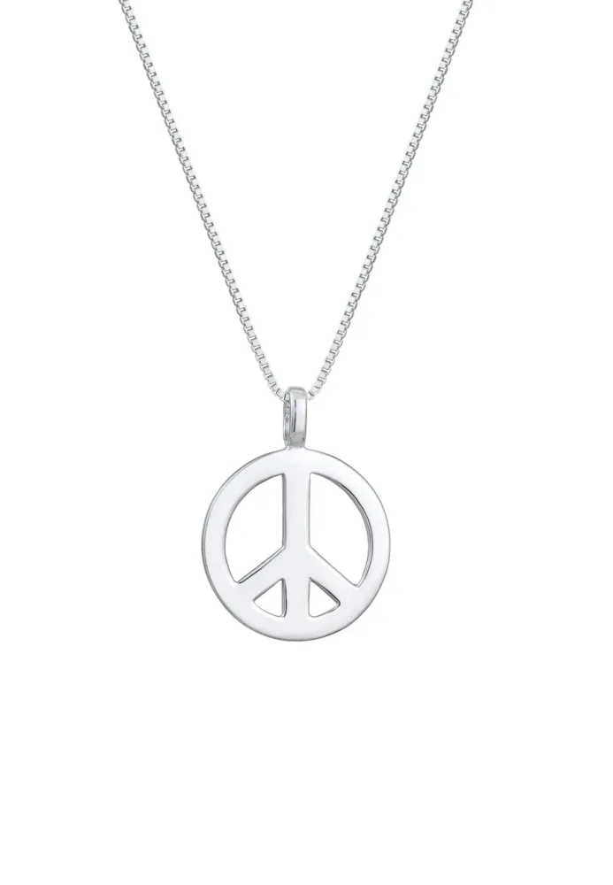 KUZZOI Herren Peace Frieden Massiv 925 Silber vergoldet Ketten 1 ct