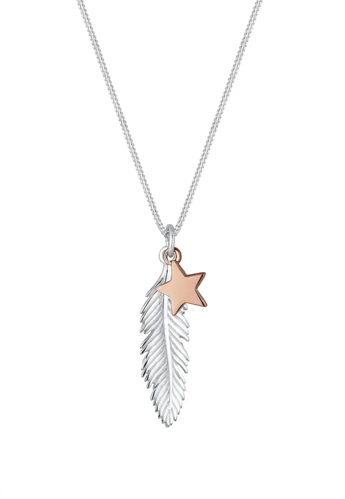 Elli Feder Stern Bi-Color 925 Sterling Silber Ketten 1 ct Damen