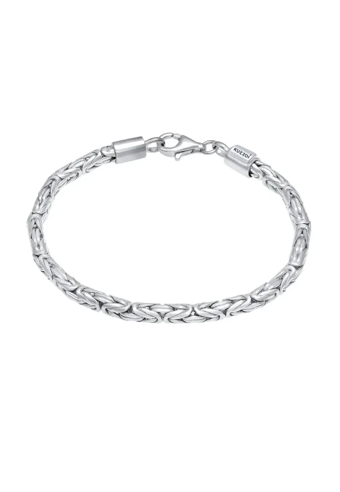 Kuzzoi - Armband Basic Männer Königskette Robust Massiv, 19cm, Silber
