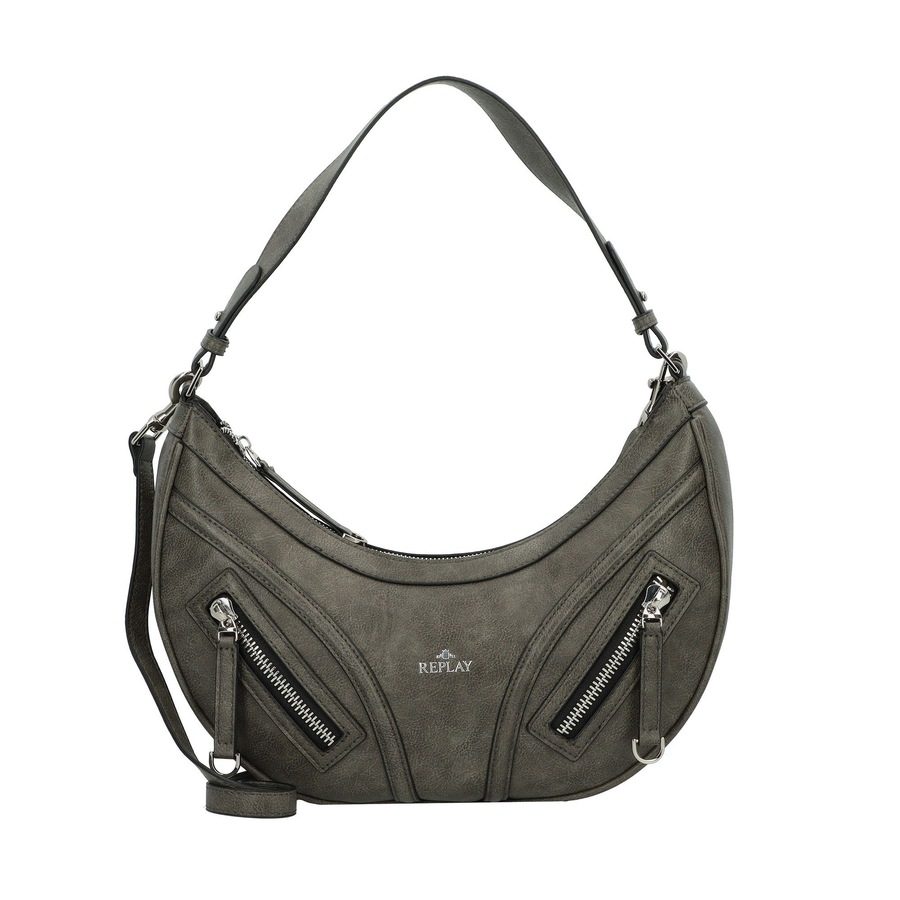 Replay Schultertasche 34 cm Accessoire-Trend für Herbst & Winter 2024 1 ct Grau Damen
