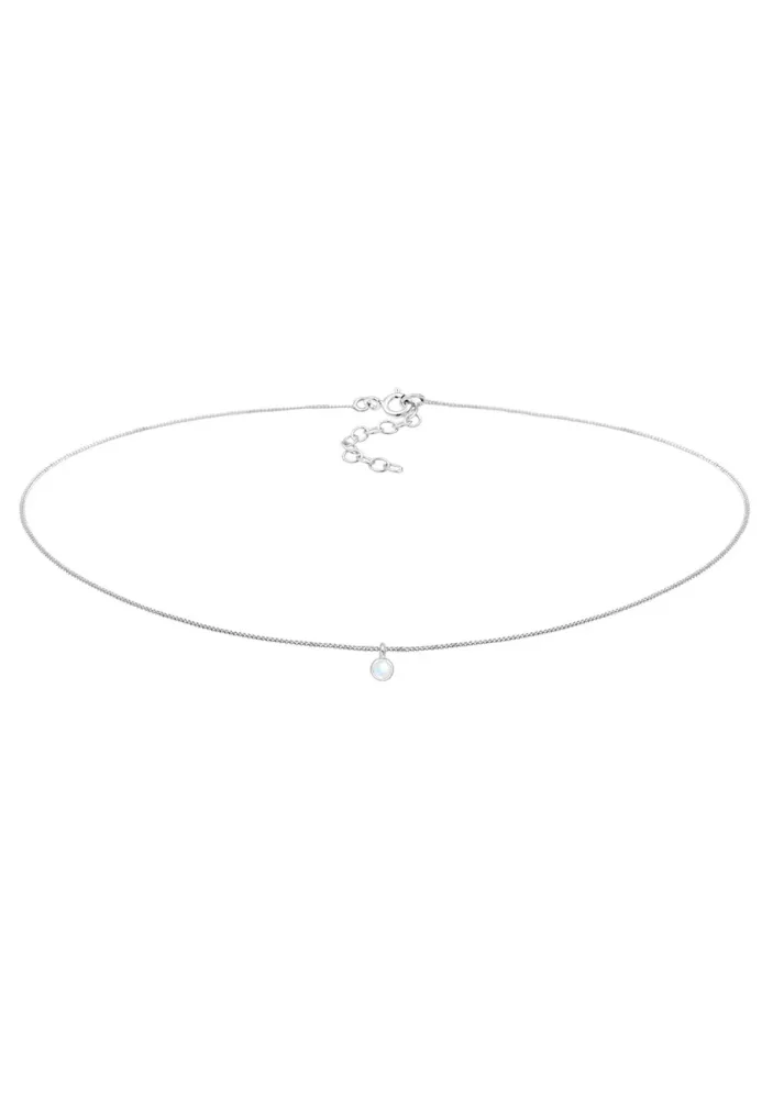 Elli Choker Mondstein Anhänger Basic Trend 925 Silber Ketten 1 ct Damen