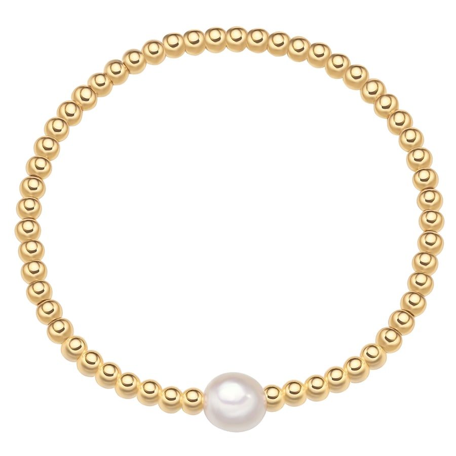 Yokoamii Perlen-Armband aus Metall-Legierung in Gelbgold mit Süßwasser-Zuchtperle Armbänder & Armreife 1 ct Damen