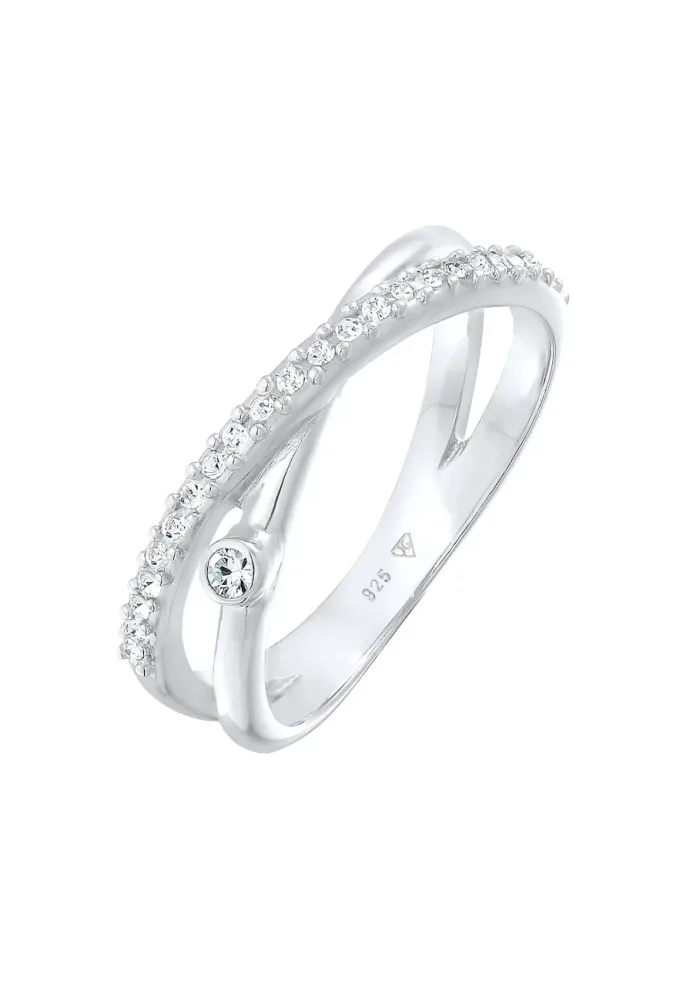 Elli Wickelring X Glamour 925 Silber, mit Kristallen von Swarovski® Ringe 1 ct Damen