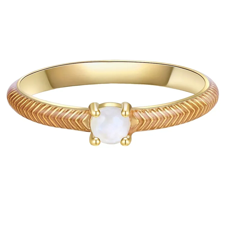 Glanzstücke München Ring Sterling Silber Mondstein in Gelbgold Ringe 1 ct Damen