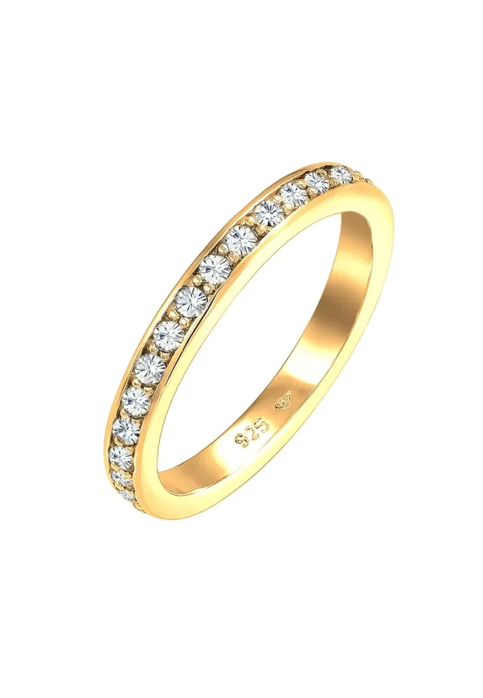Elli Bandring Memoire Glas Kristalle 925 Silber vergoldet Ringe 1 ct Damen