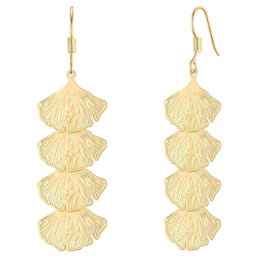 Yokoamii Ohrhänger Ginkgoblatt aus Metall-Legierung in gelbgold Ohrringe 1 ct Damen