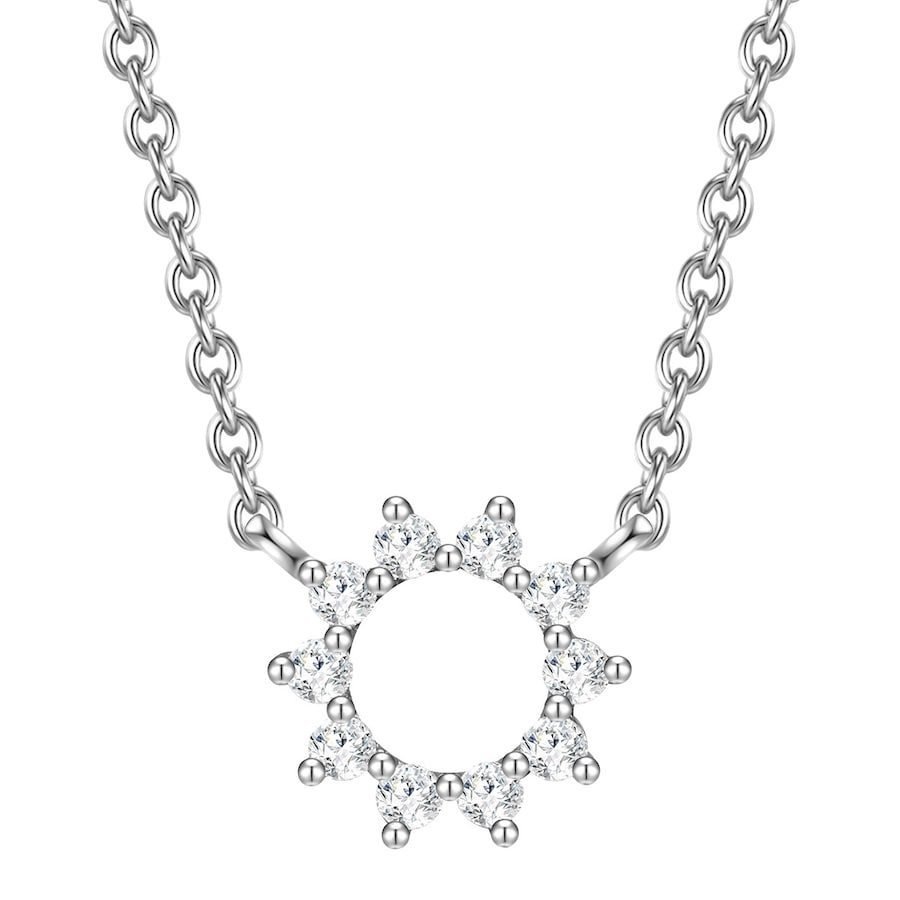 Glanzstücke München Halskette Blume/Kreis Sterling Silber Zirkonia in Silber Ketten 1 ct Damen