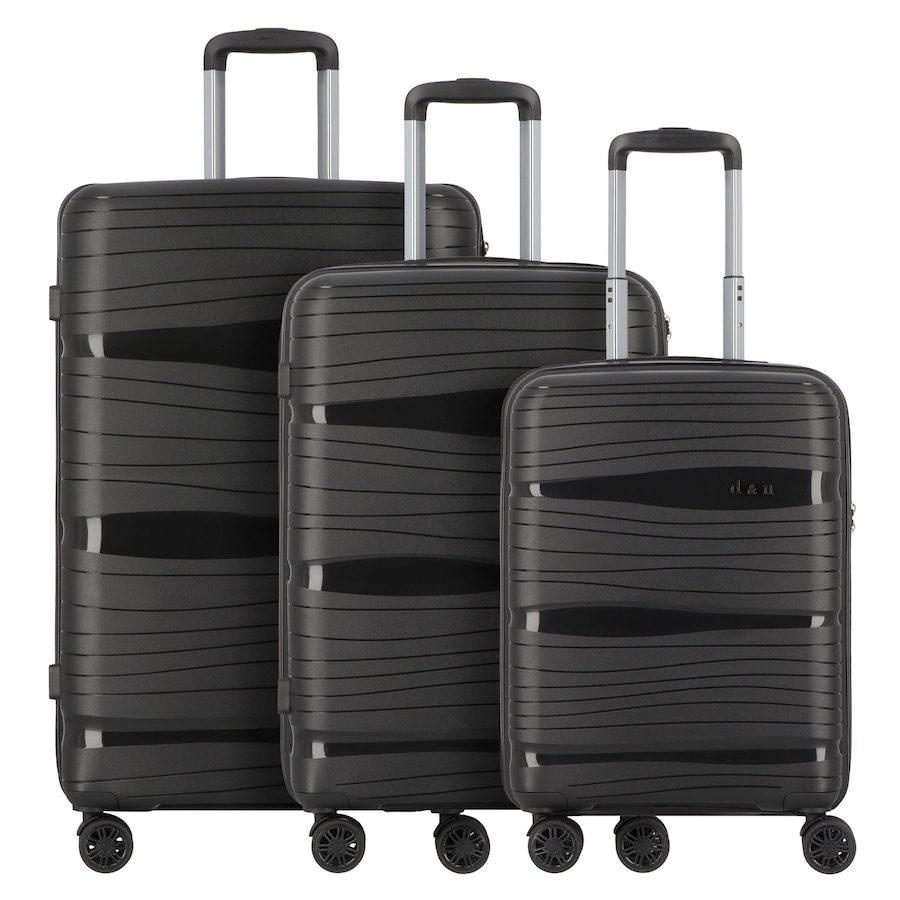 d & n Travel Line 4300 4 Rollen Kofferset 3-teilig Reisetaschen 1 ct Schwarz Herren