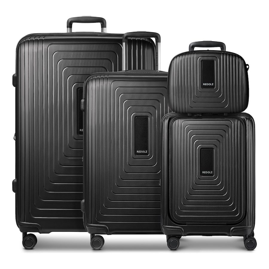 Redolz Essentials14 4-Rollen Kofferset Beautycase 4tlg mit Dehnfalte Laptopfach Reisetaschen 1 ct Schwarz Herren