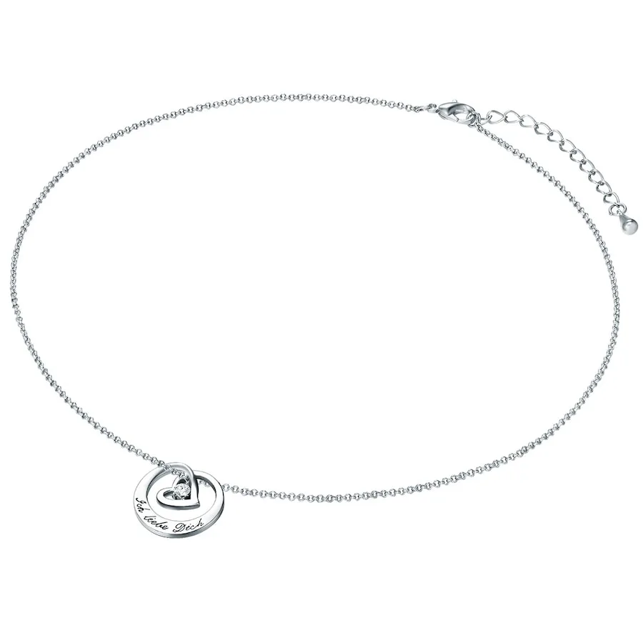 Rafaela Donata Halskette Herz Messing Glaskristall in Silber Ketten 1 ct Damen