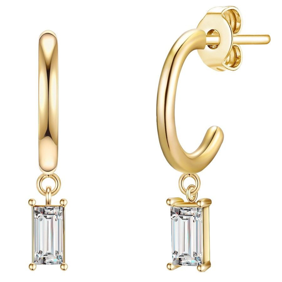 Lulu & Jane Creolen Messing verziert mit Kristallen von Swarovski® in Gelbgold Ohrringe 1 ct Damen