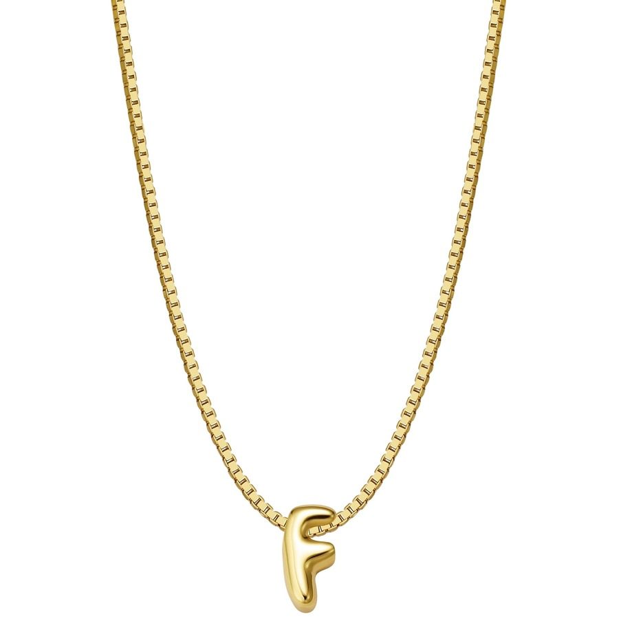 Glanzstücke München Halskette Buchstabe F aus Sterling Silber in gelbgold Ketten 1 ct Damen