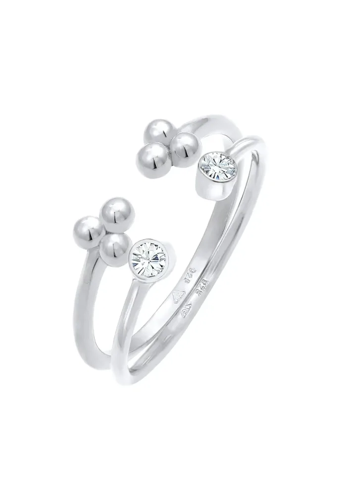 Elli Kugel Elegant Offen Ring Set 925 Silber, mit Kristallen von Swarovski® Ringe 1 ct Damen