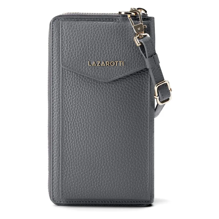 Lazarotti Bologna Leather Zip-Around Geldbörse Handytasche Leder 19 cm Portemonnaies 1 ct Grau Damen