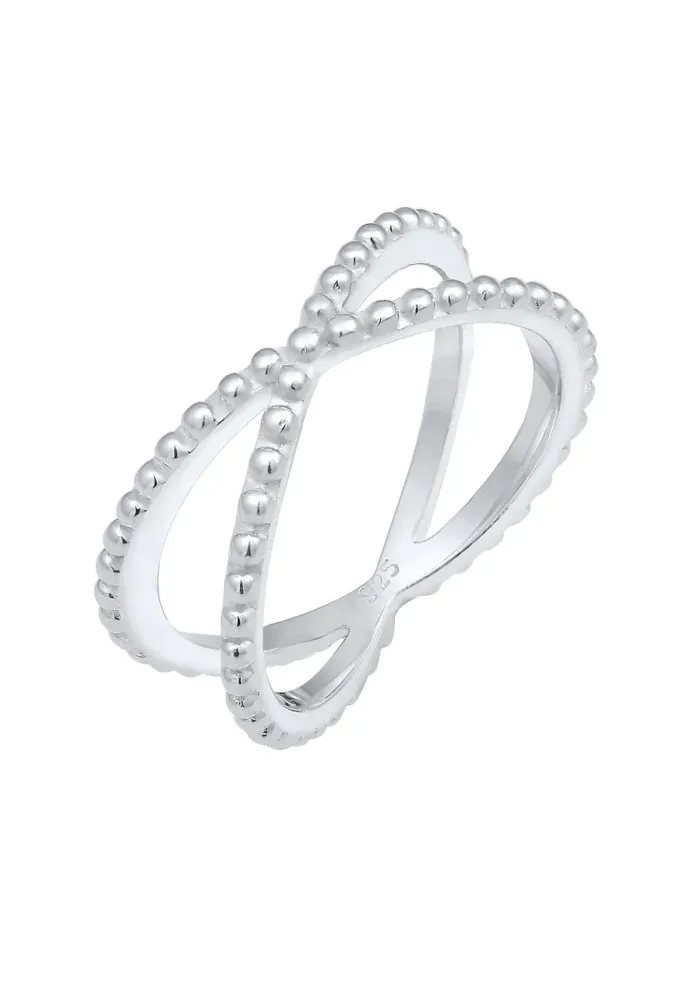 Elli Kreuz Wickelring Criss Cross Kugel 925 Silber Ringe 1 ct Damen