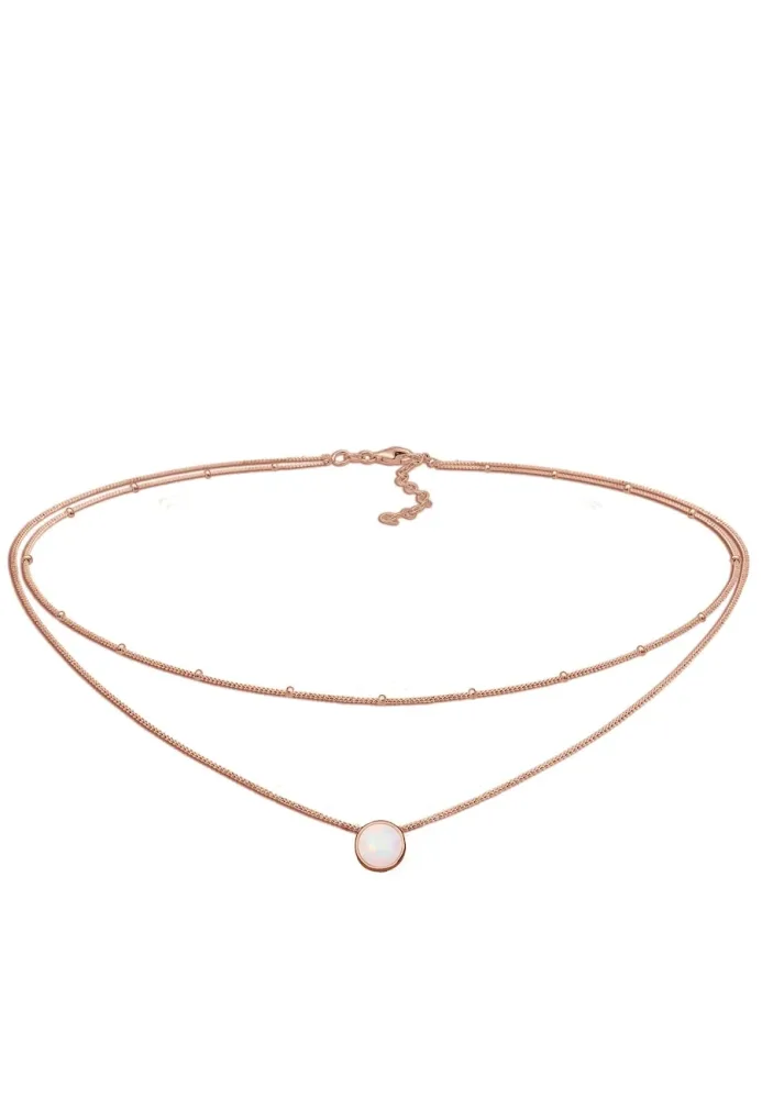 Elli Choker Layer Opal Kugelkette 925 Sterling Silber Ketten 1 ct Damen
