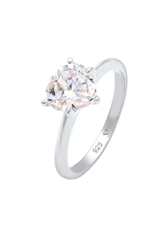 Elli Herz Zirkonia Verlobungsring Solitär 925 Silber Ringe 1 ct Damen