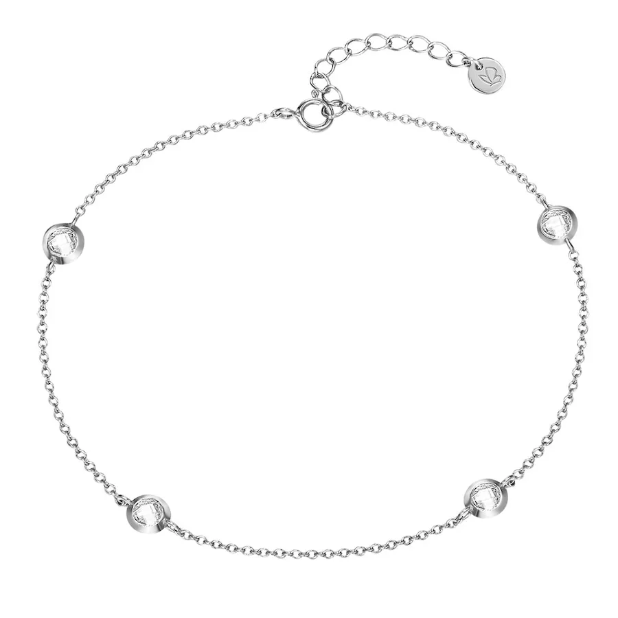 Glanzstücke München Fußkette aus Sterling Silber in silber mit Zirkonia Fußschmuck 1 ct Damen