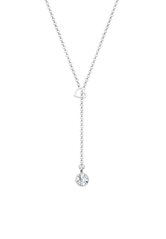 Elli Herz Y-Kette 925 Silber, mit Kristallen von Swarovski® Ketten 1 ct Damen